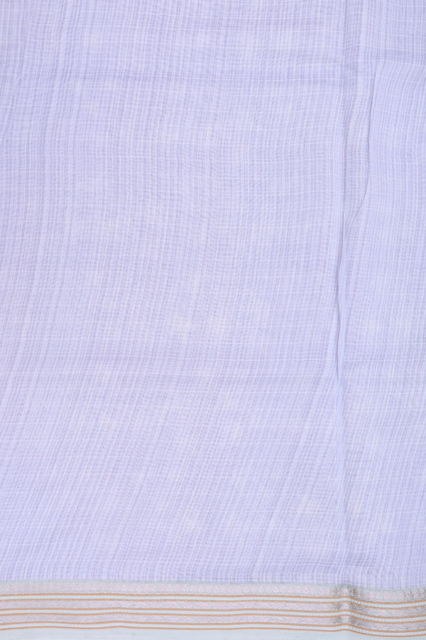 Chanderi Silk Cotton Saree In Dusty Blue With Floral Design