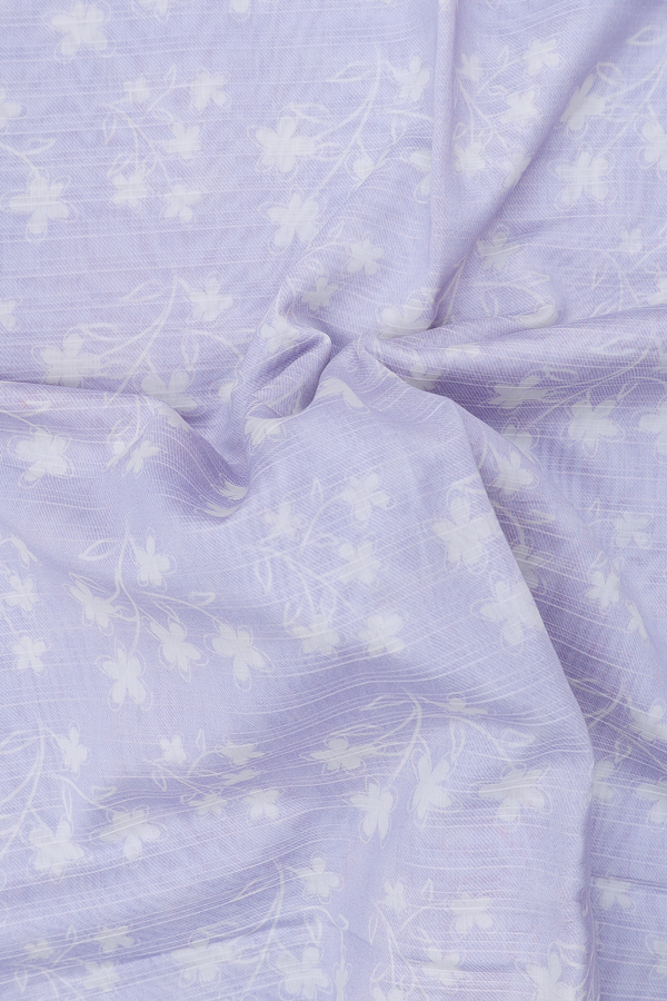 Chanderi Silk Cotton Saree In Dusty Blue With Floral Design