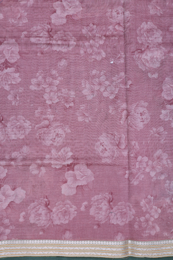 Chanderi Silk Cotton Saree In Dusty Mauve With Floral Design