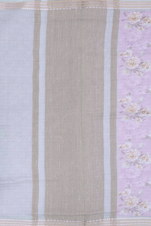 Chanderi Silk Cotton Saree In Light Lavender With Floral Design
