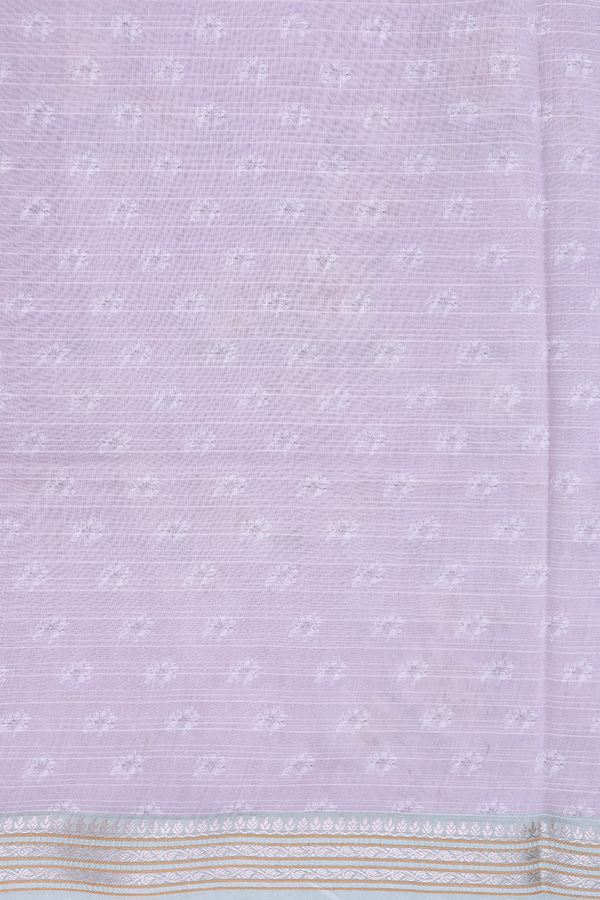 Chanderi Silk Cotton Saree In Light Lavender With Floral Design
