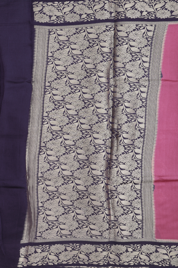 Raw Silk Saree In Mulberry With Floral Buttas