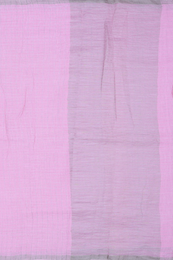 Linen Saree In Pink With Checks Design