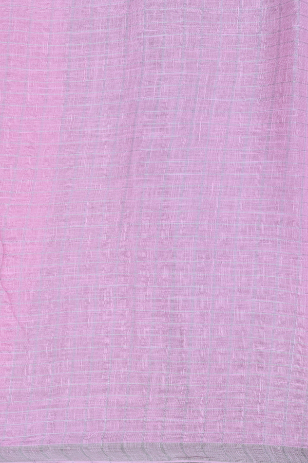 Linen Saree In Pink With Checks Design
