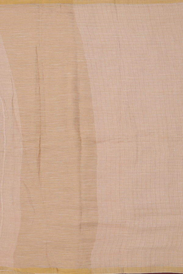 Linen Saree In Brown With Checks Design
