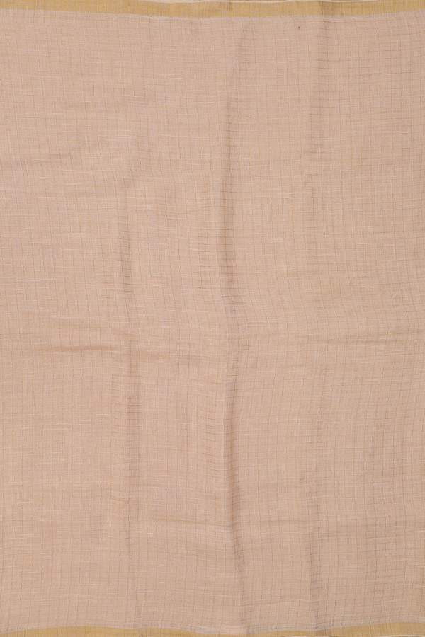 Linen Saree In Brown With Checks Design