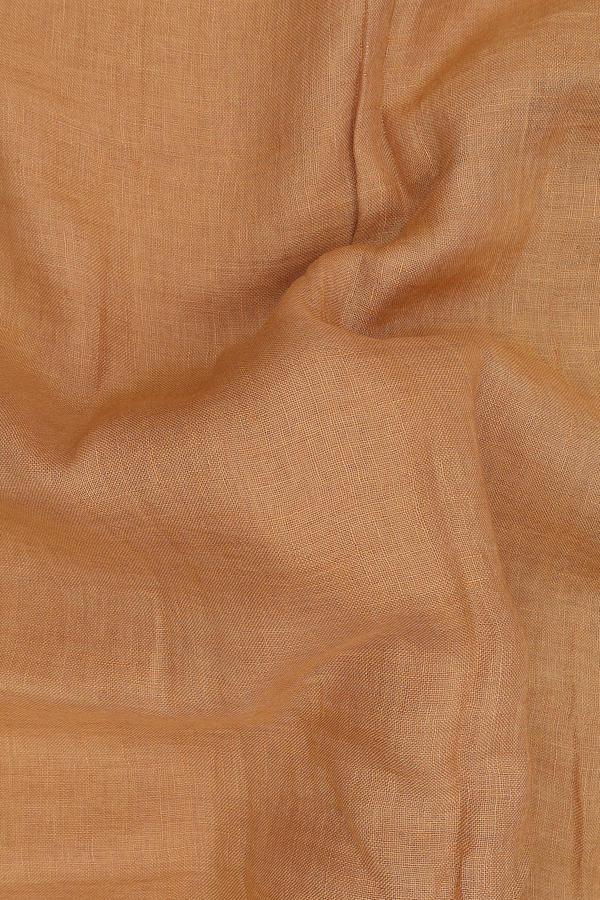 Linen Saree In Plain Mustard Yellow With Light Weight