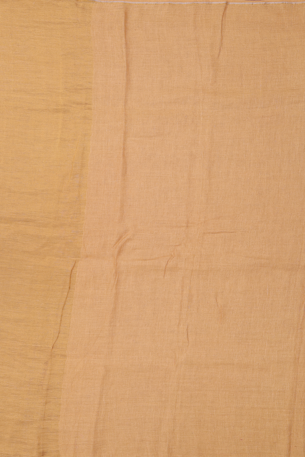 Linen Saree In Plain Mustard Yellow With Light Weight