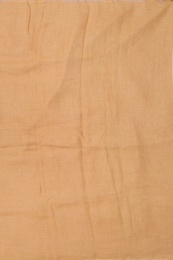 Linen Saree In Plain Mustard Yellow With Light Weight