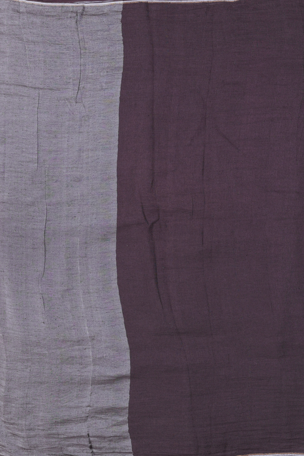 Linen Saree In Plain Coffee Brown With Zari Pallu