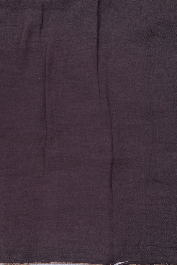Linen Saree In Plain Coffee Brown With Zari Pallu