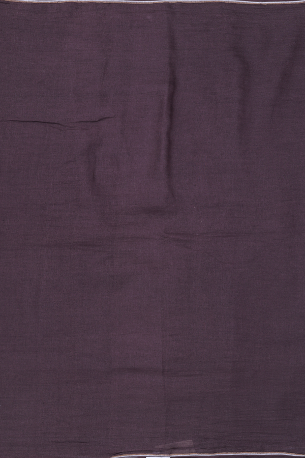 Linen Saree In Plain Coffee Brown With Zari Pallu