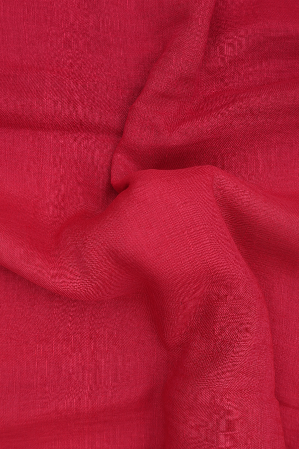 Linen Saree In Crimson Red With Zari Border