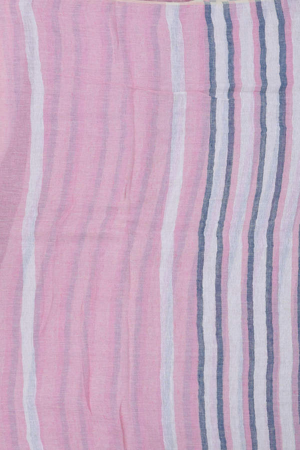 Linen Saree In Multicolor With Stripes Design
