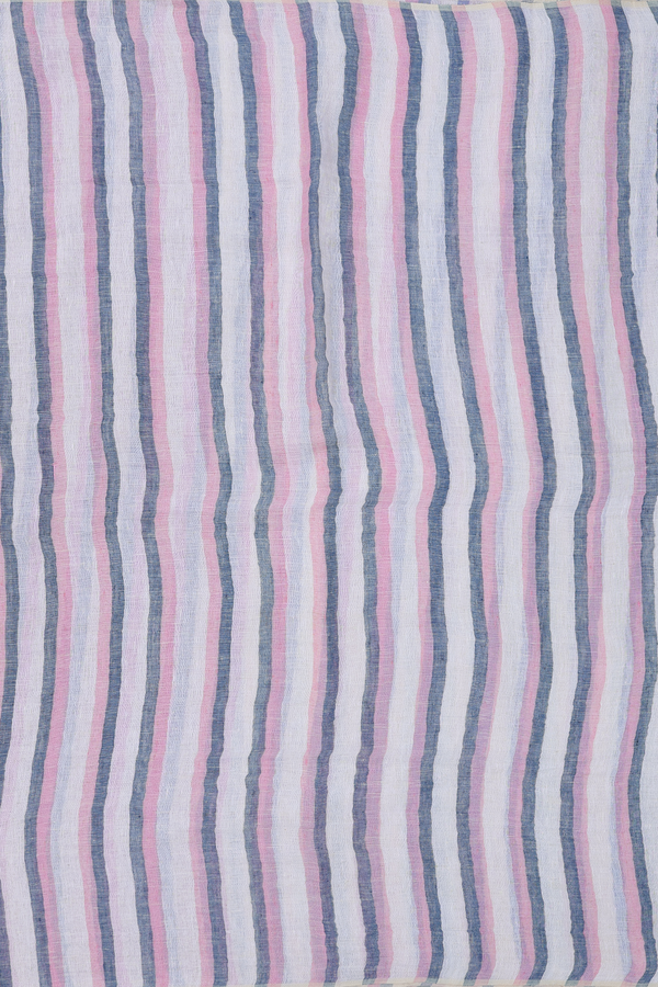 Linen Saree In Multicolor With Stripes Design