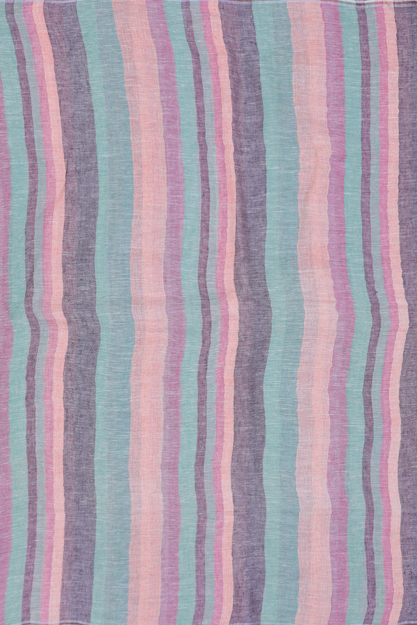 Linen Saree In Multicolor With Stripes Design