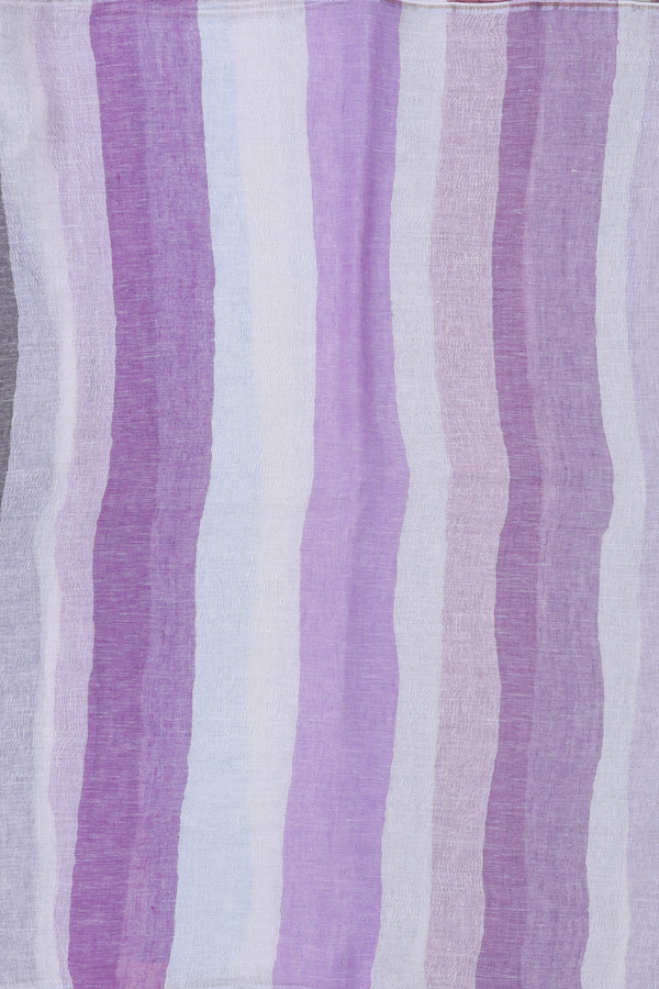 Linen Saree In Multicolor With Stripes Design