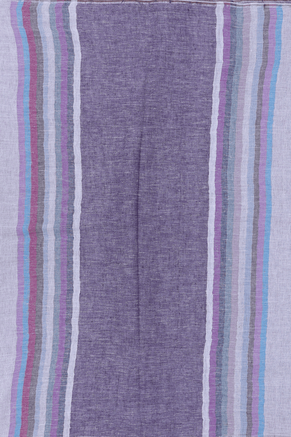 Linen Saree In Multicolor With Stripes Design