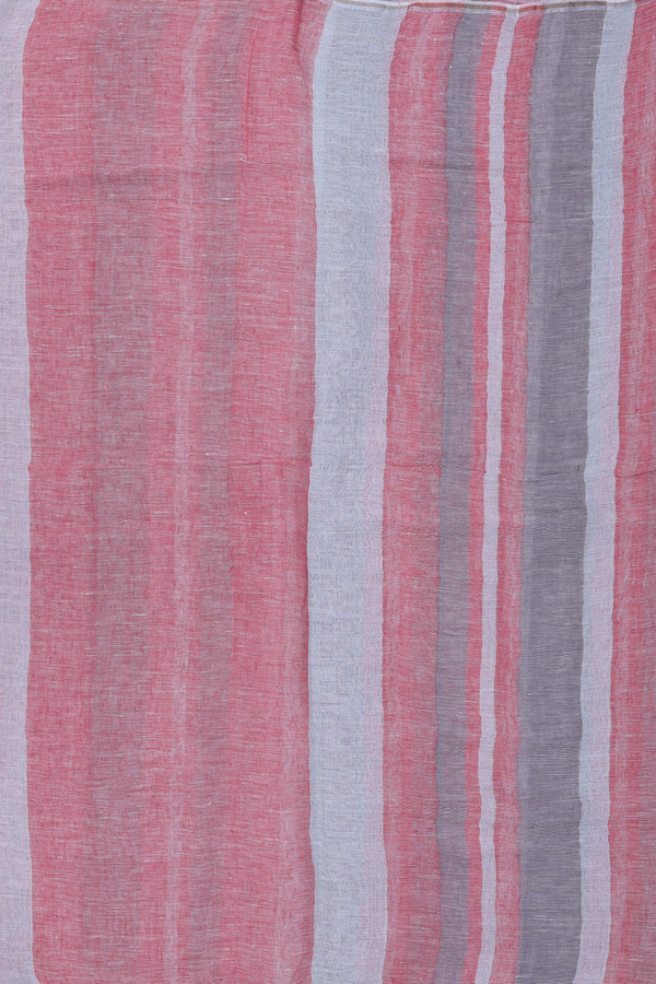 Linen Saree In Multicolor With Stripes Design