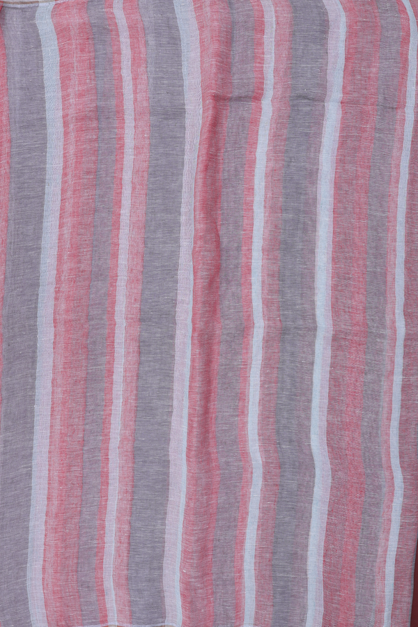 Linen Saree In Multicolor With Stripes Design