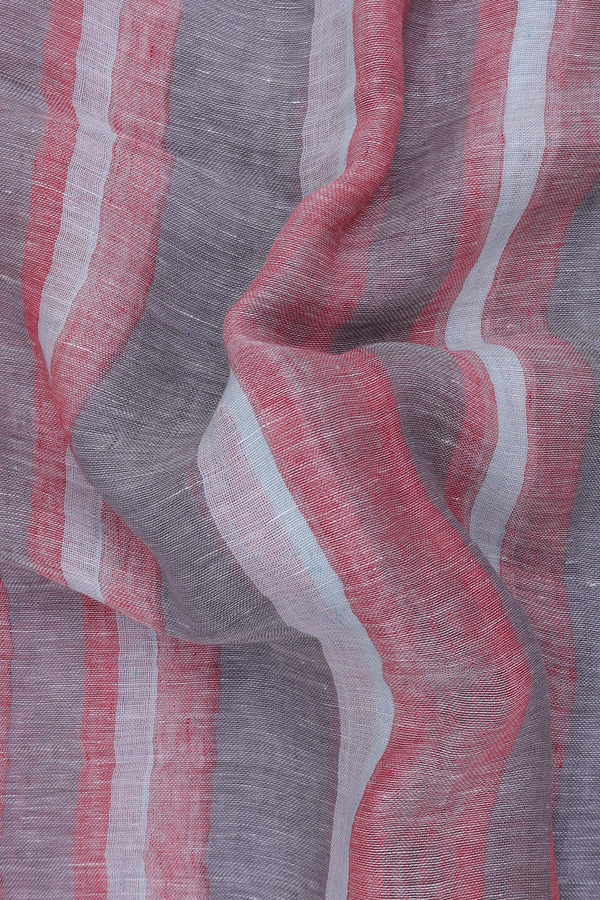 Linen Saree In Multicolor With Stripes Design