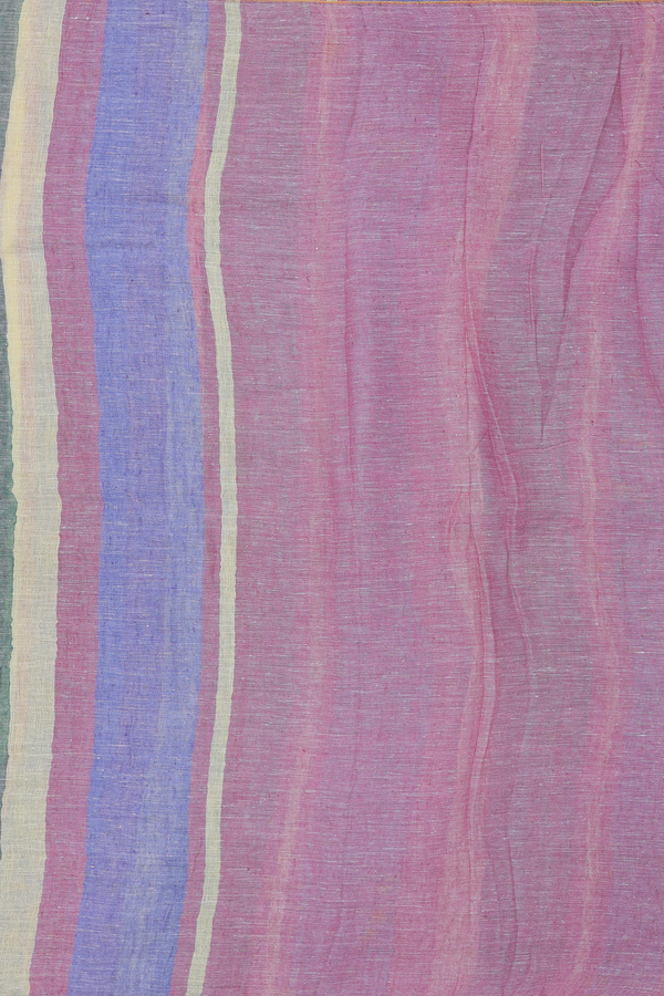 Linen Saree In Multicolor With Stripes Design
