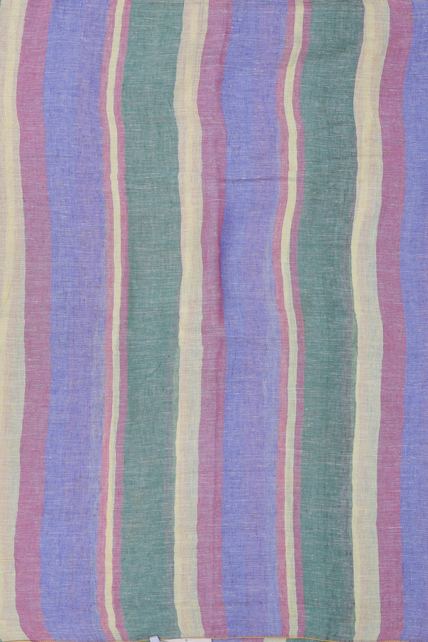 Linen Saree In Multicolor With Stripes Design