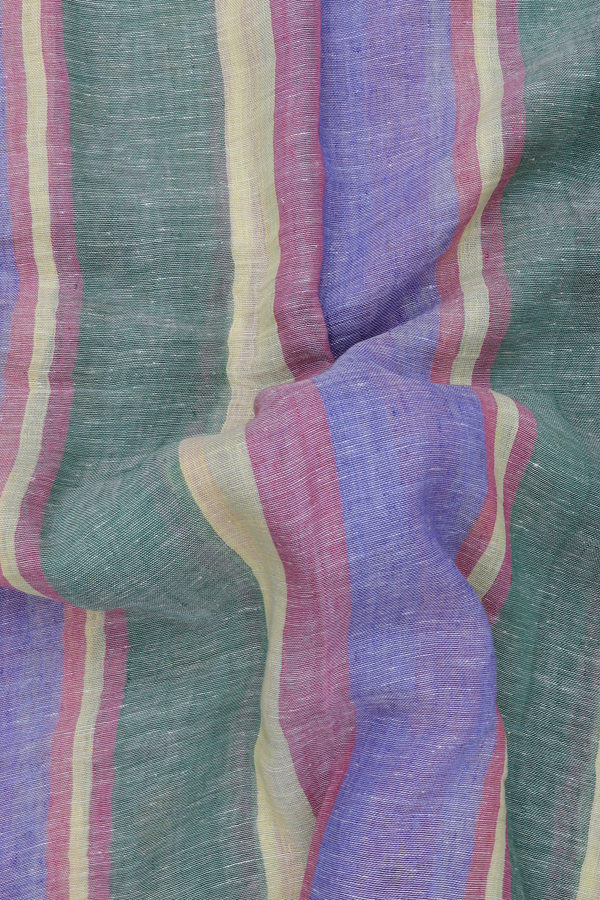 Linen Saree In Multicolor With Stripes Design