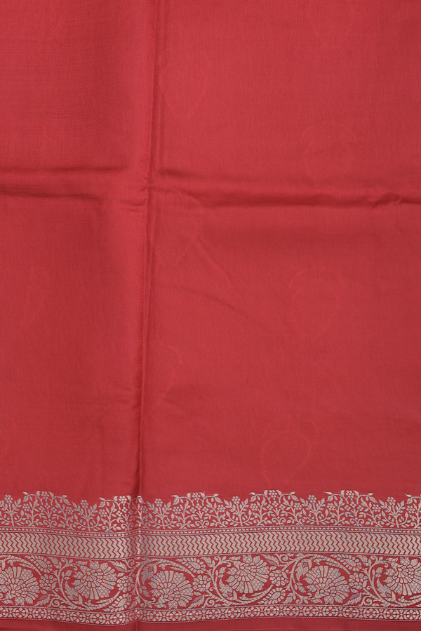 Raw Silk Saree In Scarlet Red With Floral Buttas
