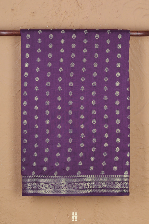 Raw Silk Saree In Purple With Zari Buttas
