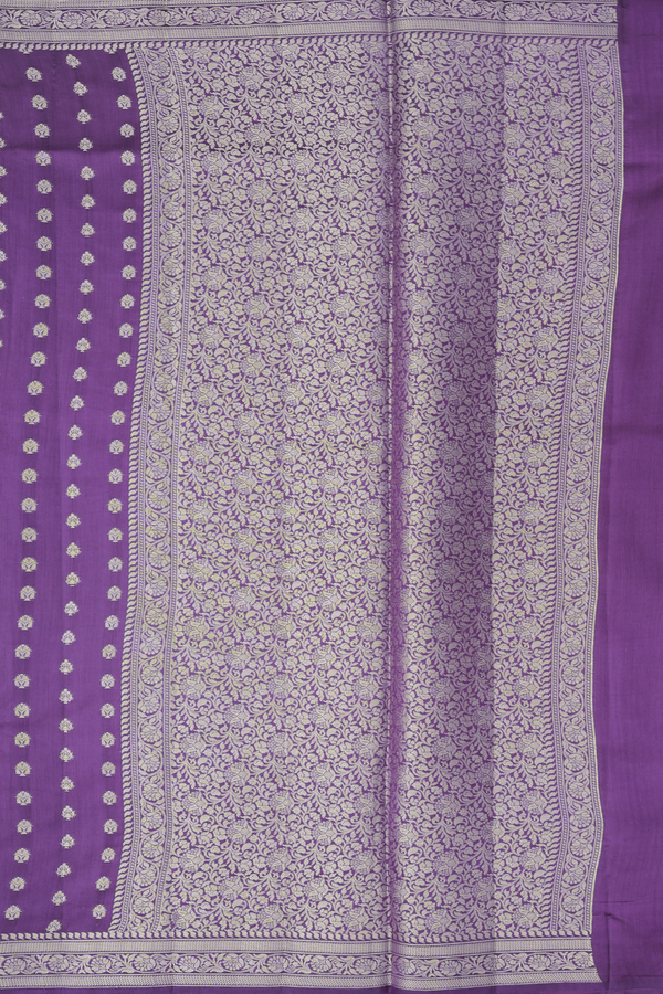 Raw Silk Saree In Purple With Zari Buttas