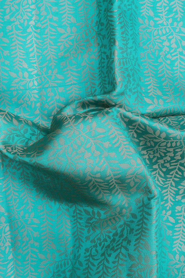 Raw Silk Saree In Bluish Green With Brocade Design