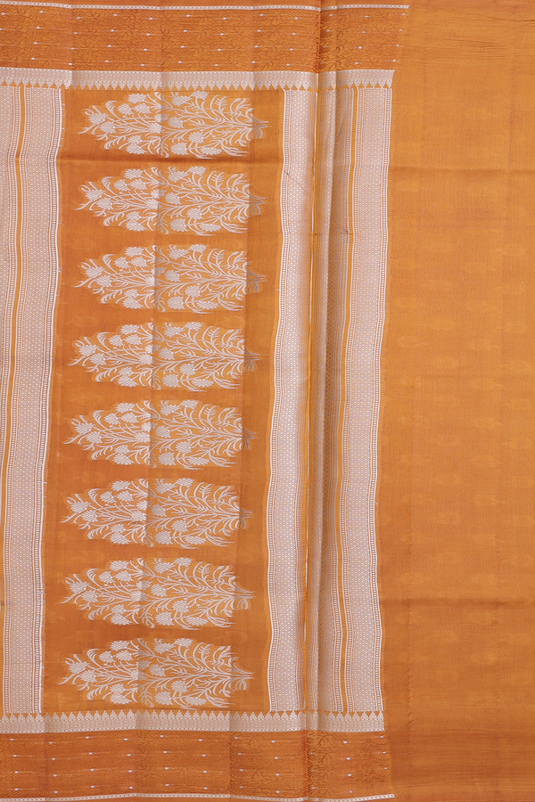 Raw Silk Saree In Chocolate Brown With Brocade Design