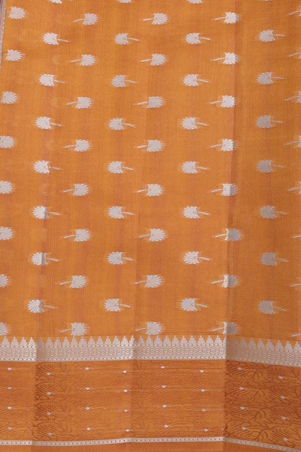 Raw Silk Saree In Chocolate Brown With Brocade Design