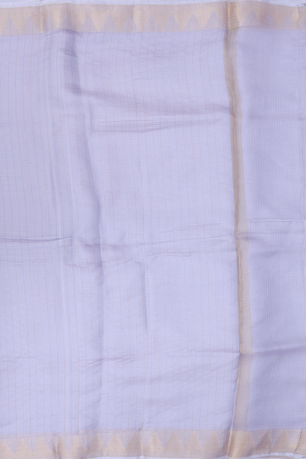 Kota Silk Saree In Plain Grey With Temple Border