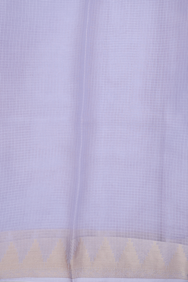 Kota Silk Saree In Plain Grey With Temple Border
