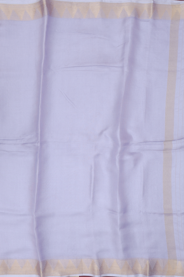 Kota Silk Saree In Plain Grey With Temple Border