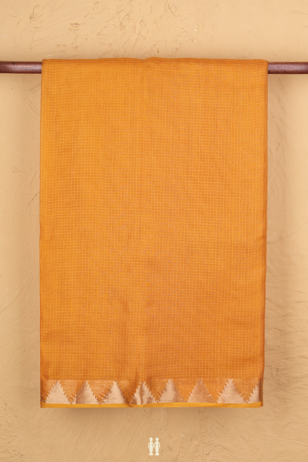 Kota Silk Saree In Honey Yellow With Temple Border
