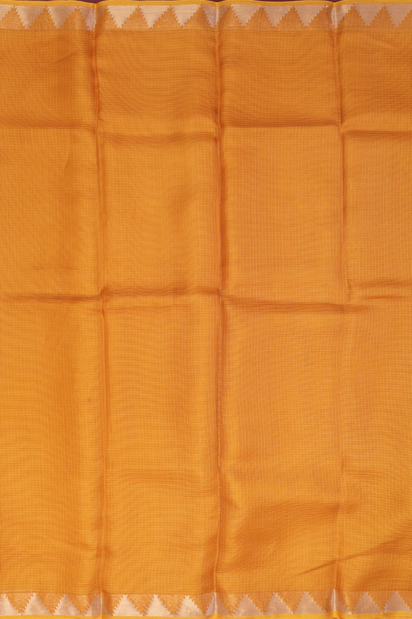 Kota Silk Saree In Honey Yellow With Temple Border