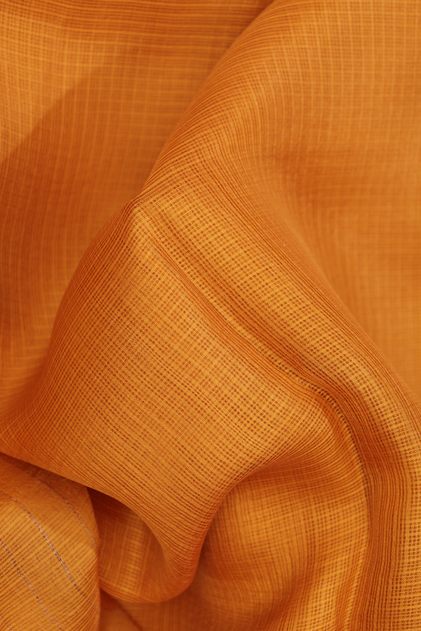 Kota Silk Saree In Honey Yellow With Temple Border