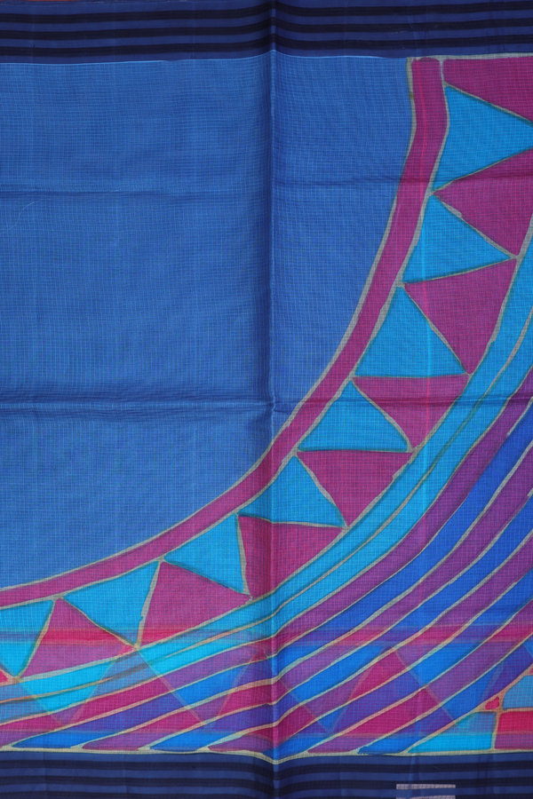 Kota Silk Saree In Cobalt Blue With Printed Design