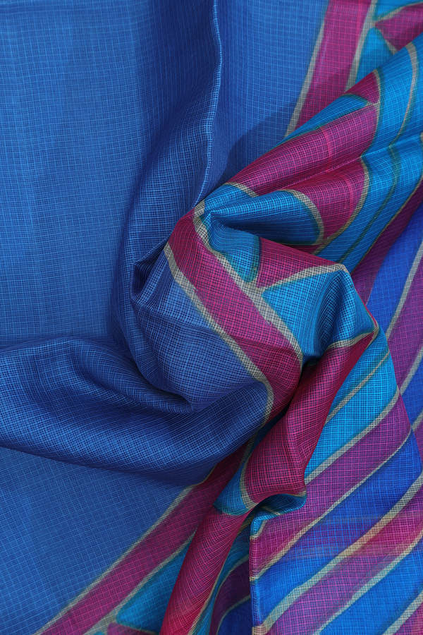 Kota Silk Saree In Cobalt Blue With Printed Design