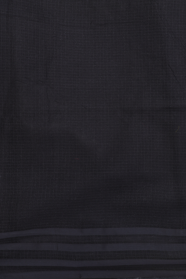 Kota Silk Cotton Saree In Black With Stripes Border