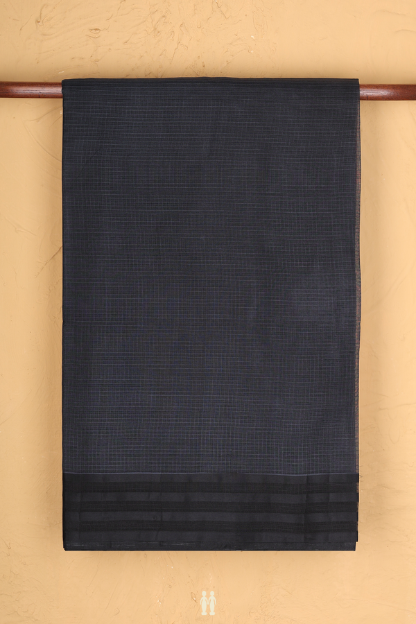 Kota Silk Cotton Saree In Black With Stripes Border