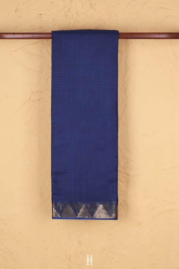 Kota Silk Saree In Oxford Blue With Zari Border