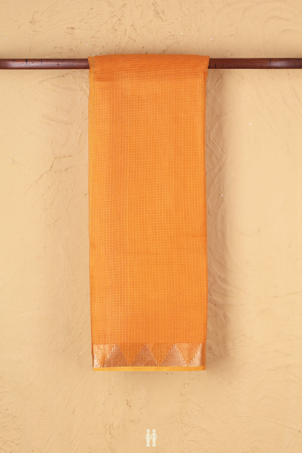 Kota Silk Saree In Orange With Zari Border