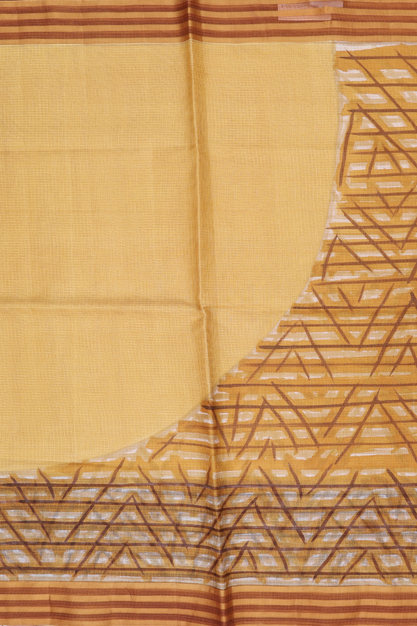 Kota Silk Saree In Yellow With Printed Design