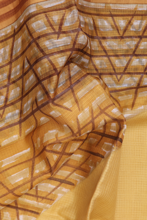 Kota Silk Saree In Yellow With Printed Design