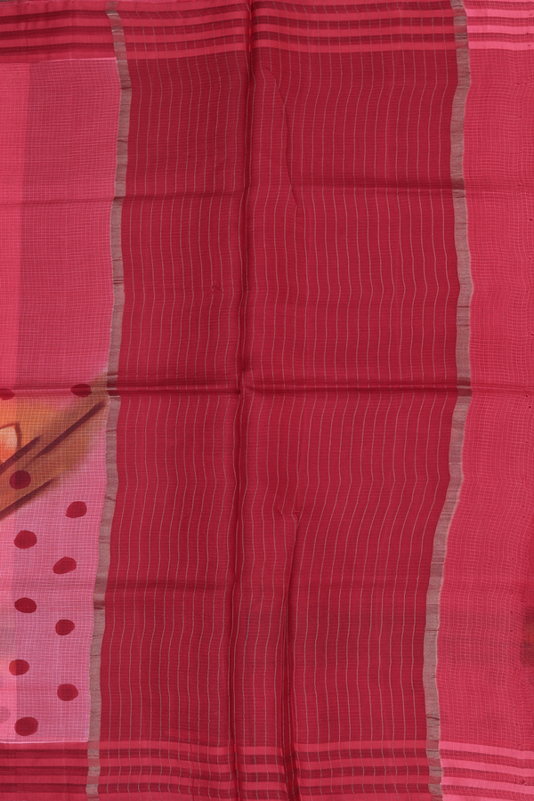 Kota Silk Saree In Red With Floral Design