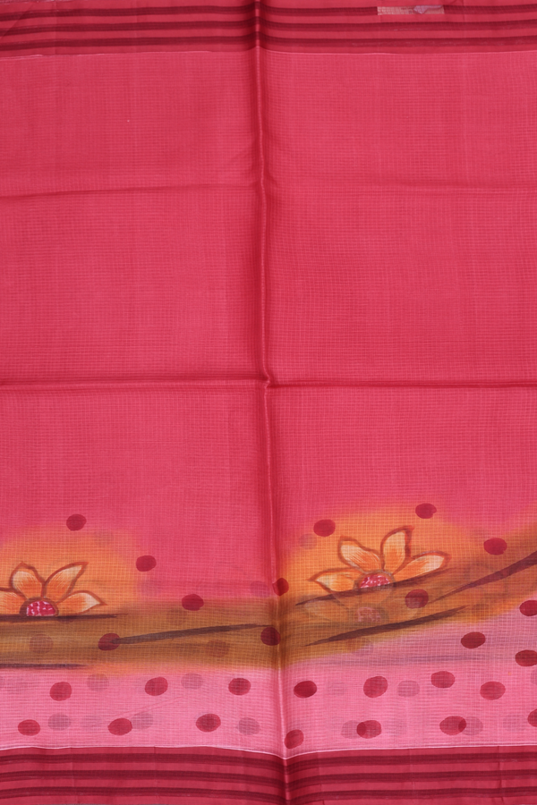 Kota Silk Saree In Red With Floral Design